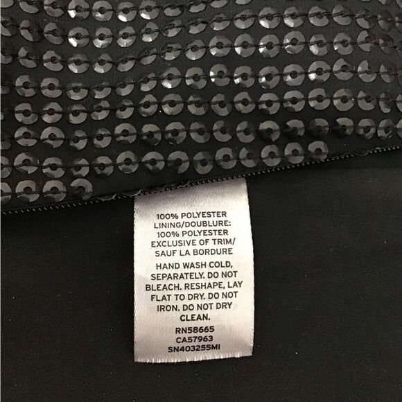 Something Navy Black Midi Slip Skirt Sequin Size Medium - Picture 10 of 12